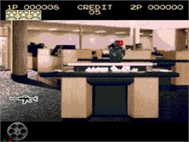 In game image of Lethal Enforcers on the Sega CD.
