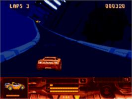 In game image of MegaRace on the Sega CD.