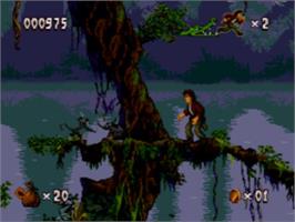 In game image of Pitfall - The Mayan Adventure on the Sega CD.