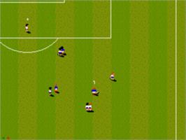In game image of Sensible Soccer: European Champions: 92/93 Edition on the Sega CD.