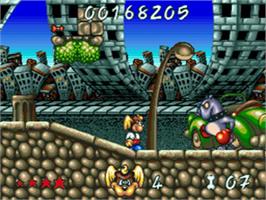 In game image of Wonder Dog on the Sega CD.