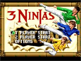 Title screen of 3 Ninjas Kick Back on the Sega CD.