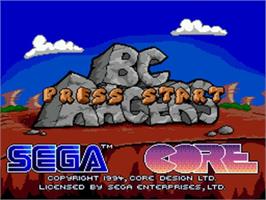 Title screen of Bc Racers on the Sega CD.