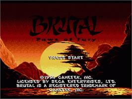 Title screen of Brutal - Paws Of Fury on the Sega CD.
