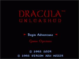 Title screen of Dracula Unleashed on the Sega CD.