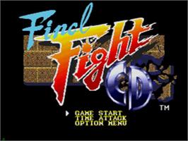 Title screen of Final Fight Cd on the Sega CD.