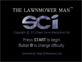 Title screen of Lawnmower Man on the Sega CD.