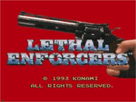 Title screen of Lethal Enforcers on the Sega CD.