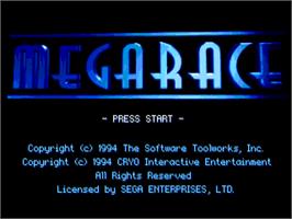 Title screen of MegaRace on the Sega CD.