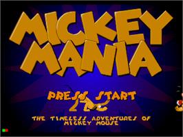 Title screen of Mickey Mania on the Sega CD.