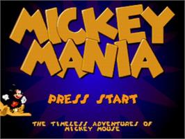 Title screen of Mickey Mania - The Timeless Adventures Of Mickey Mouse on the Sega CD.