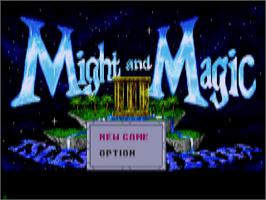 Title screen of Might and Magic III: Isles of Terra on the Sega CD.