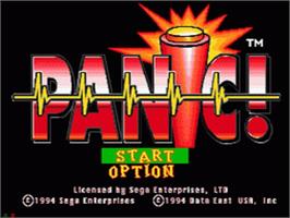 Title screen of Panic! on the Sega CD.