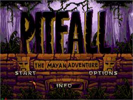 Title screen of Pitfall: The Mayan Adventure on the Sega CD.