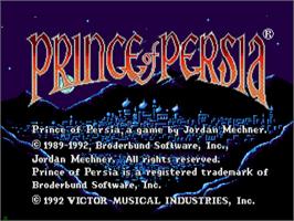 Title screen of Prince of Persia on the Sega CD.