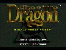 Title screen of Rise Of The Dragon on the Sega CD.
