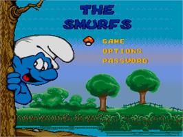 Title screen of Schtroumpfs, Les on the Sega CD.