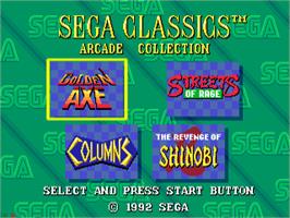 Title screen of Sega Classics Arcade Collection (Limited Edition) on the Sega CD.