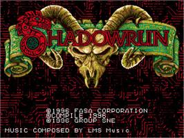 Title screen of Shadowrun on the Sega CD.