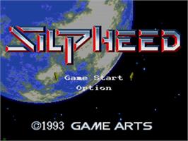 Title screen of Silpheed on the Sega CD.