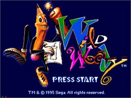 Title screen of Wild Woody on the Sega CD.