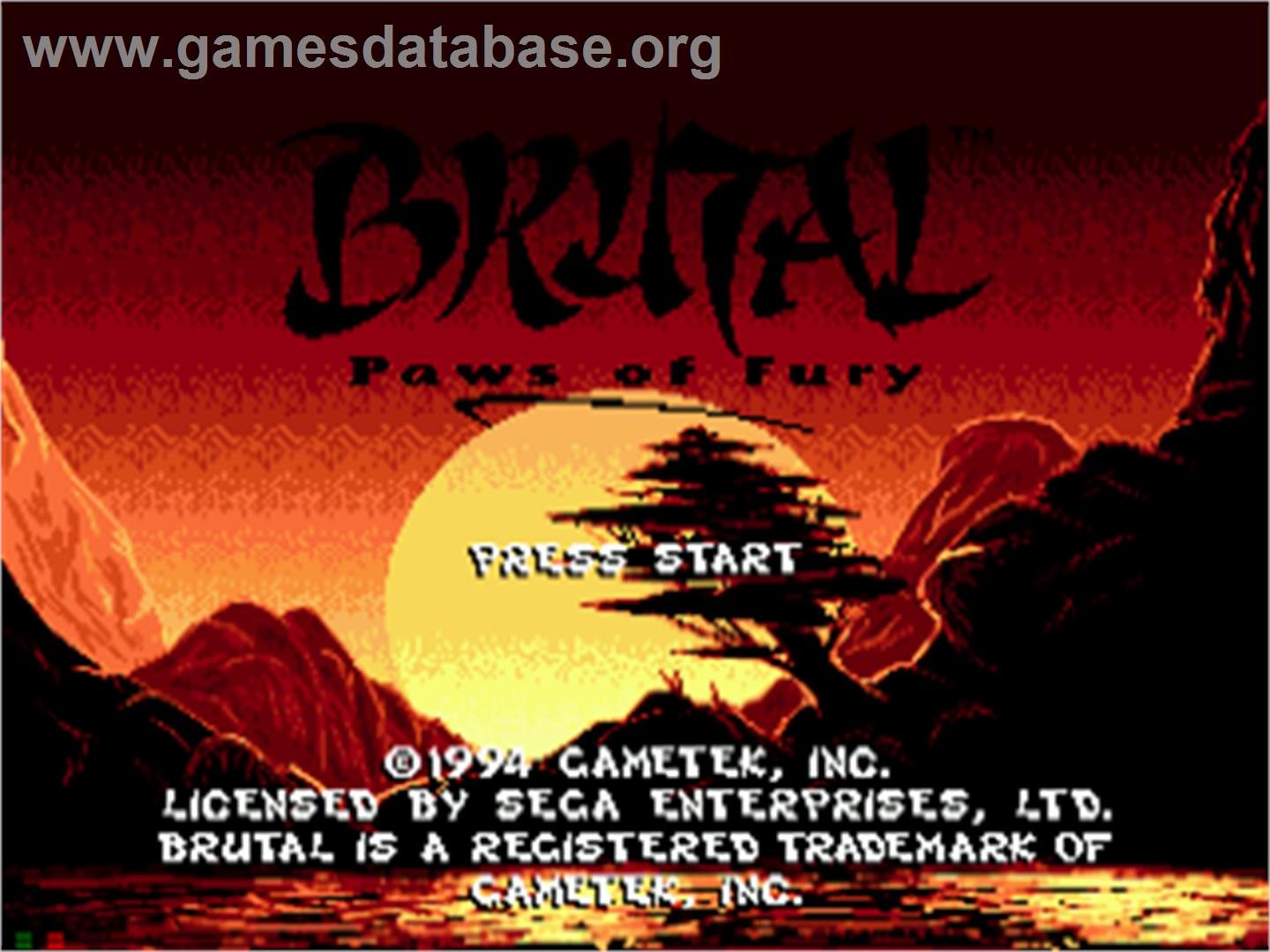 Brutal: Paws of Fury - Sega CD - Artwork - Title Screen