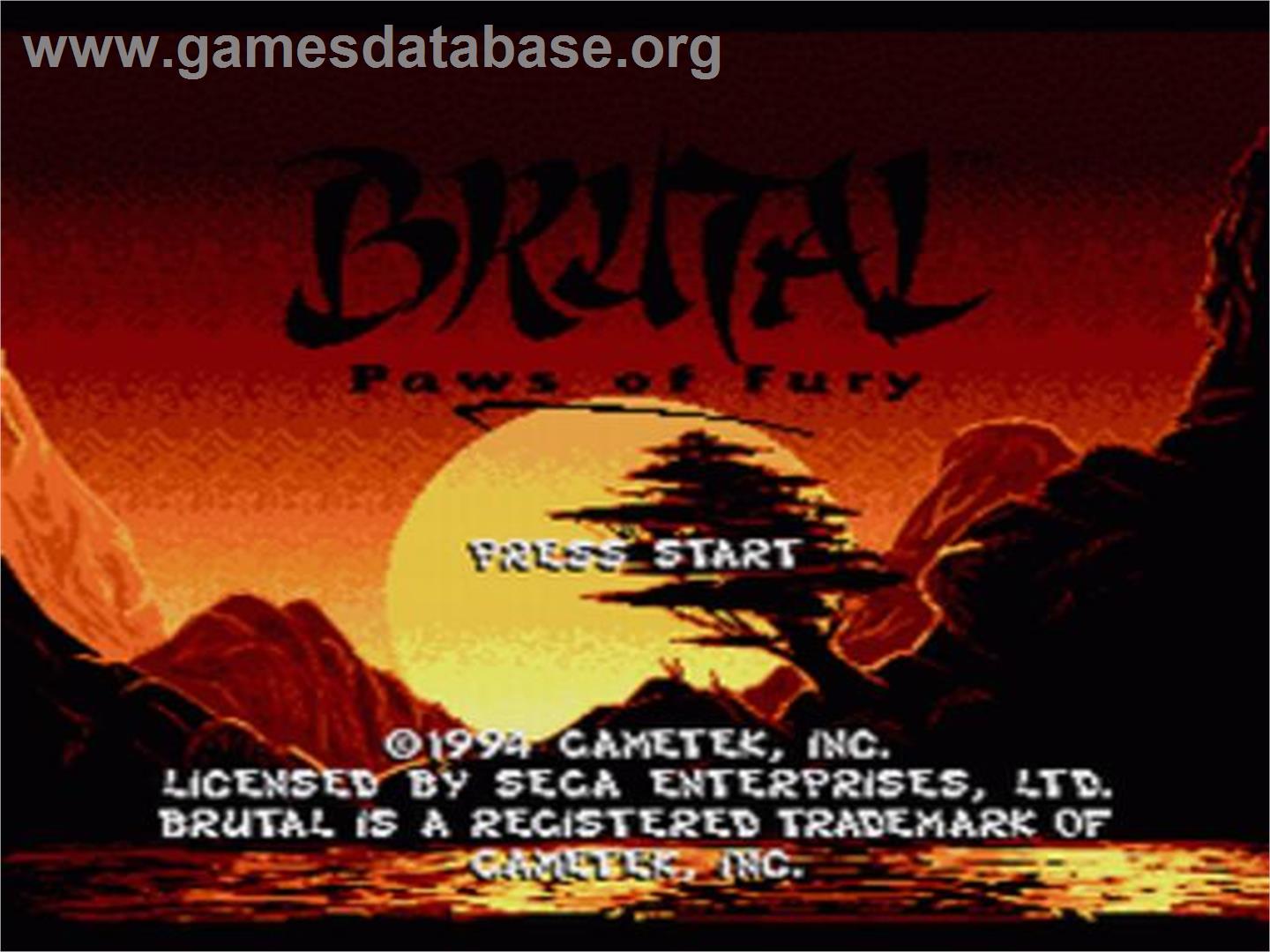 Brutal - Paws Of Fury - Sega CD - Artwork - Title Screen