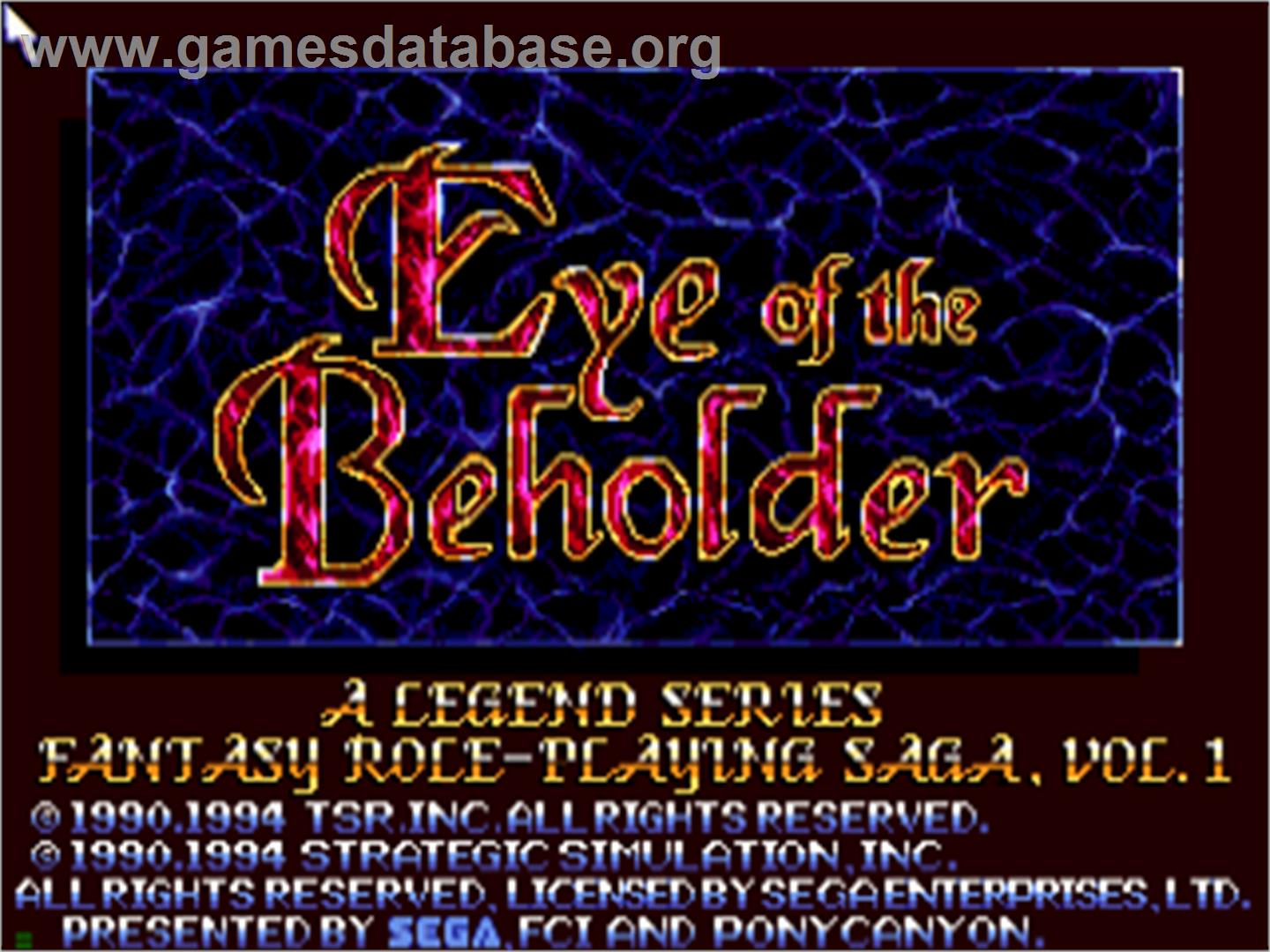 Eye of the Beholder - Sega CD - Artwork - Title Screen