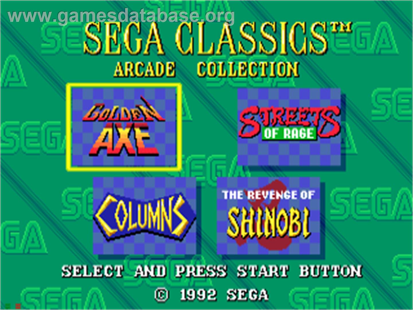 Sega Classics Arcade Collection (Limited Edition) - Sega CD - Artwork - Title Screen