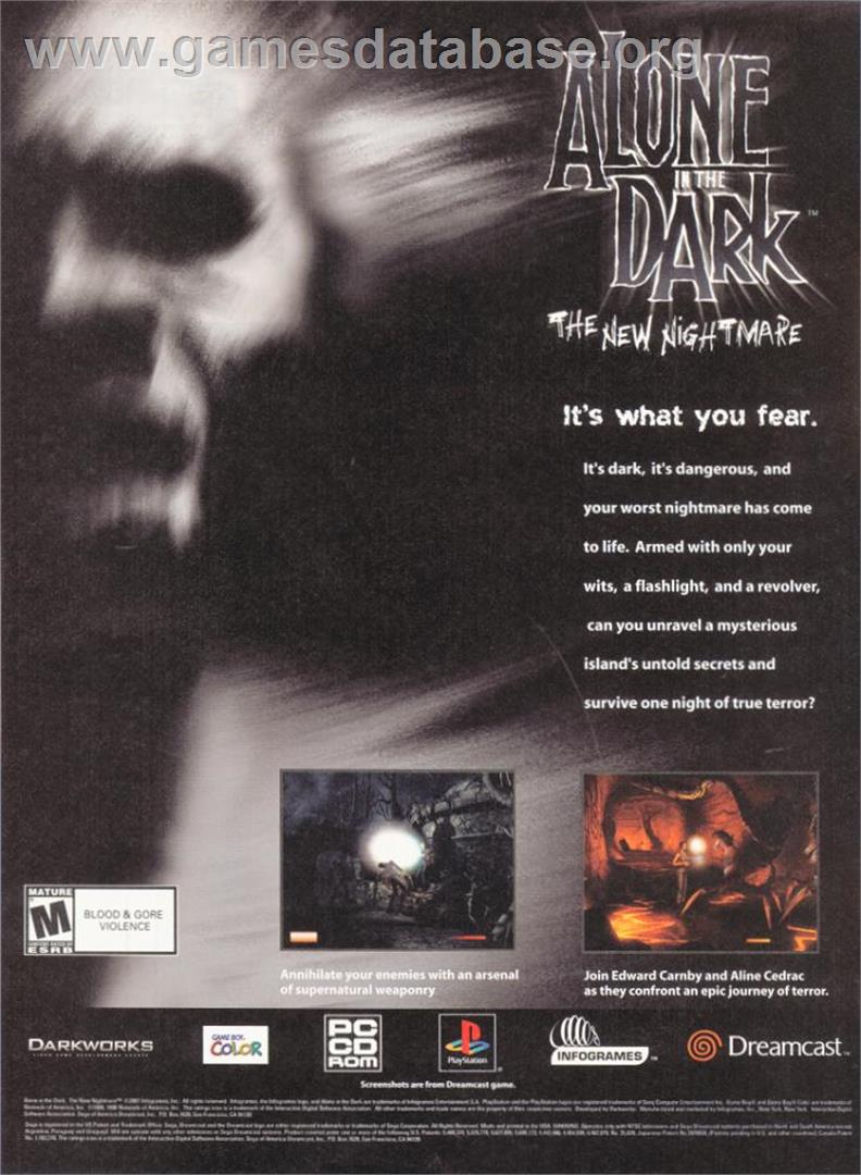 Alone In The Dark - The New Nightmare - Nintendo Game Boy Color - Artwork - Advert