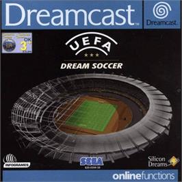Box cover for UEFA Dream Soccer on the Sega Dreamcast.