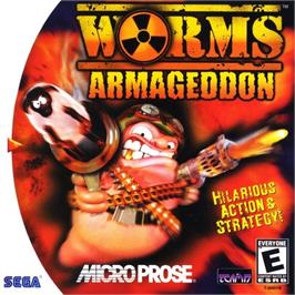Box cover for Worms Armageddon on the Sega Dreamcast.