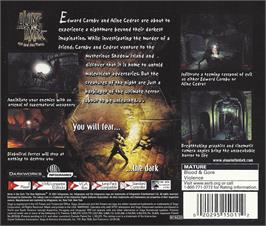 Box back cover for Alone in the Dark - The New Nightmare on the Sega Dreamcast.