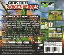 Box back cover for Army Men - Sarge's Heroes on the Sega Dreamcast.