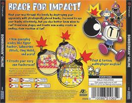 Box back cover for Bomberman Online on the Sega Dreamcast.