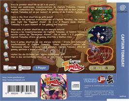 Box back cover for Captain Tomaday on the Sega Dreamcast.