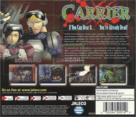 Box back cover for Carrier on the Sega Dreamcast.