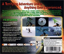 Box back cover for D-2 on the Sega Dreamcast.