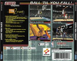 Box back cover for ESPN NBA 2Night on the Sega Dreamcast.