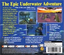 Box back cover for Ecco the Dolphin - Defender of the Future on the Sega Dreamcast.