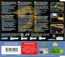 Box back cover for F1 Racing Championship on the Sega Dreamcast.