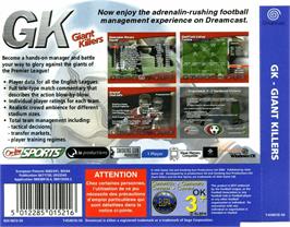 Box back cover for Giant Killers on the Sega Dreamcast.