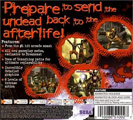 Box back cover for House of the Dead 2, The on the Sega Dreamcast.