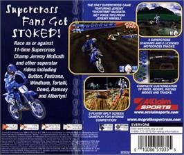Box back cover for Jeremy McGrath Supercross 2000 on the Sega Dreamcast.