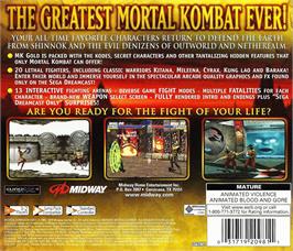 Box back cover for Mortal Kombat Gold on the Sega Dreamcast.