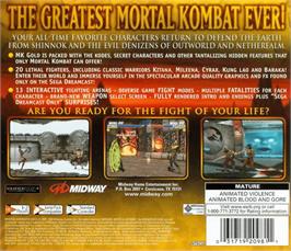 Box back cover for Mortal Kombat Gold on the Sega Dreamcast.