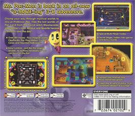 Box back cover for Ms. Pac-Man Maze Madness on the Sega Dreamcast.