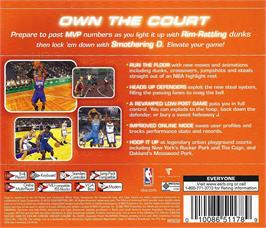 Box back cover for NBA 2K2 on the Sega Dreamcast.