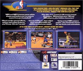 Box back cover for NBA Showtime: NBA on NBC on the Sega Dreamcast.