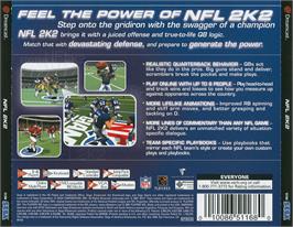 Box back cover for NFL 2K2 on the Sega Dreamcast.